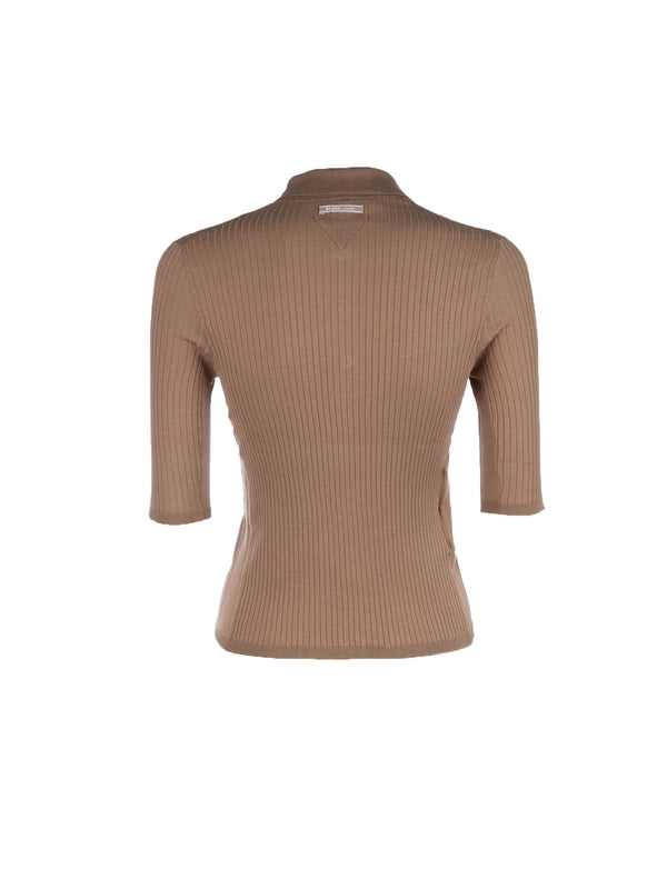 Back Logo Patch Ribbed Polo Shirt