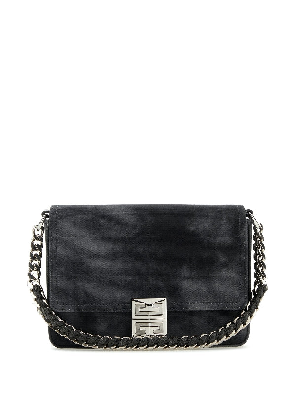 Washed Denim Chain Shoulder Bag