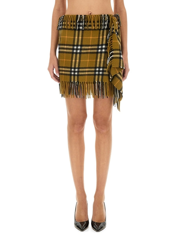 WOOL AND CASHMERE CHECK SCARF STYLE SKIRT Skirts