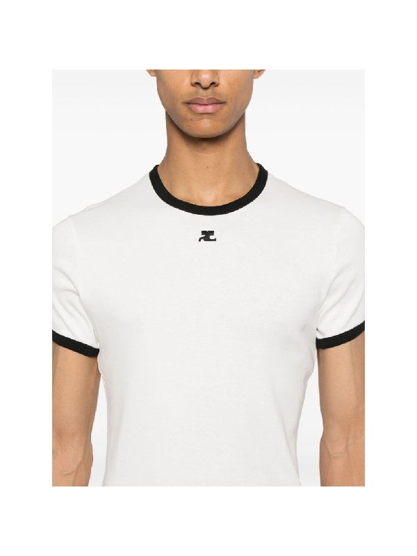 Contrast Logo Trimming T-Shirt