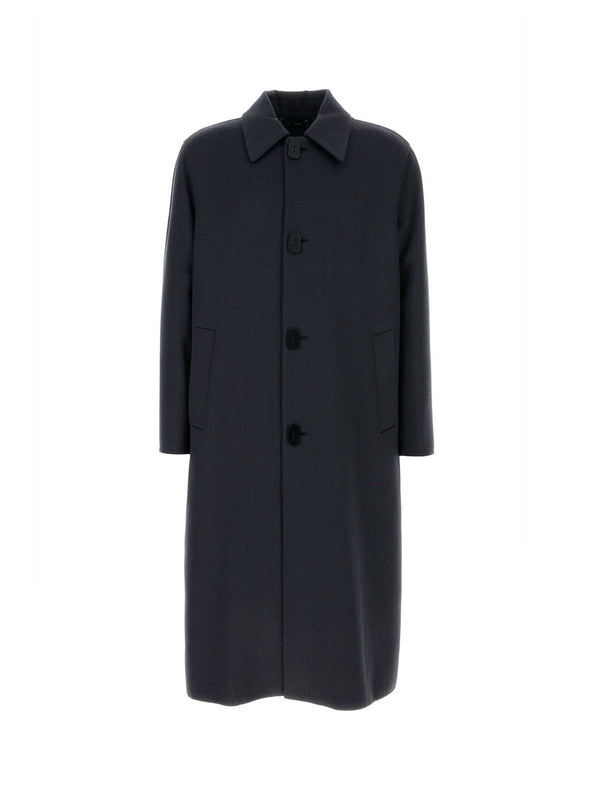 Back Pleated Single Wool Coat