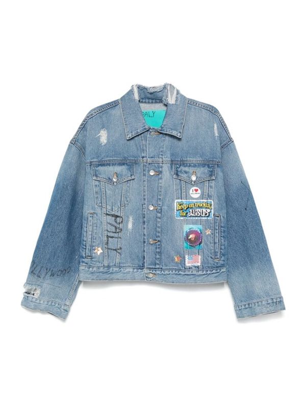 Distressed Graphic Printing Cotton Denim
  Jacket