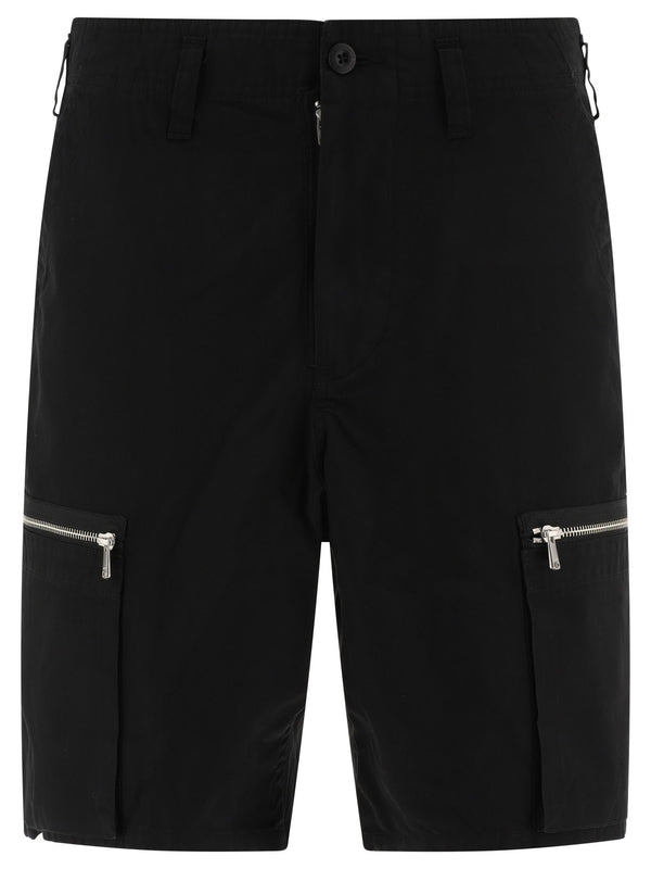 Zipper Pocket Cotton Bermuda Shorts