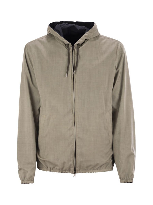 Reversible Wool Silk Hooded Jacket