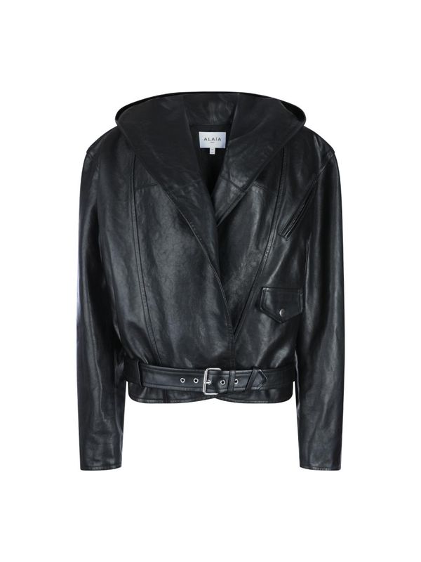 Hood Leather Biker Jacket