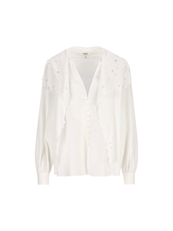 White Lace Cotton Shirt