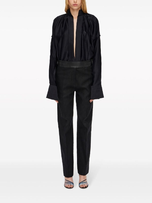 Pleated Satin Kaftan Shirt