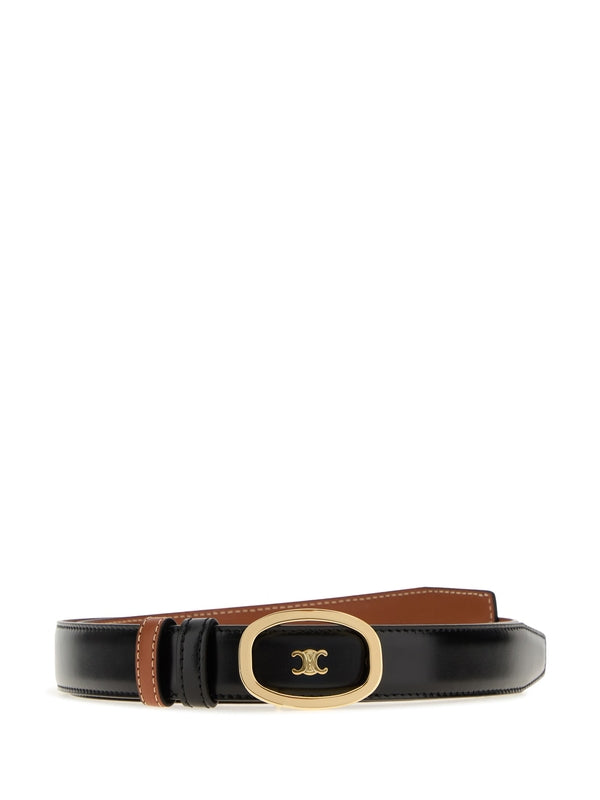 Triomphe Buckle Leather Belt