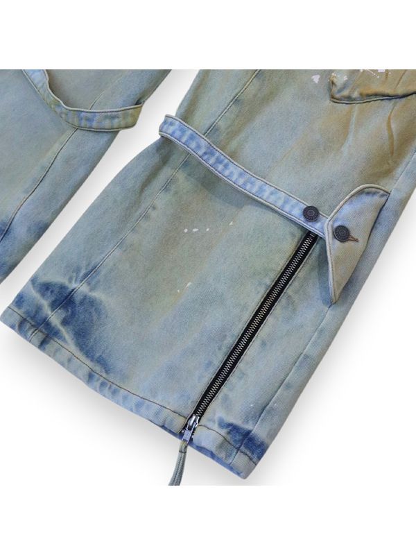 Dirty Detail Cargo Denim Pants