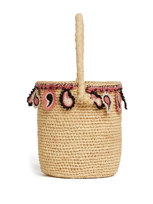 Paisley Detail
  Raffia Basket Bucket Bag