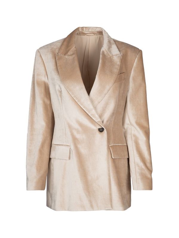 Single-Breasted Velvet Tailored Jacket