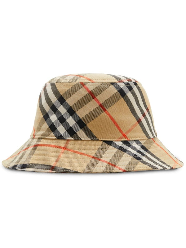 Check Cotton Blend Bucket Hat