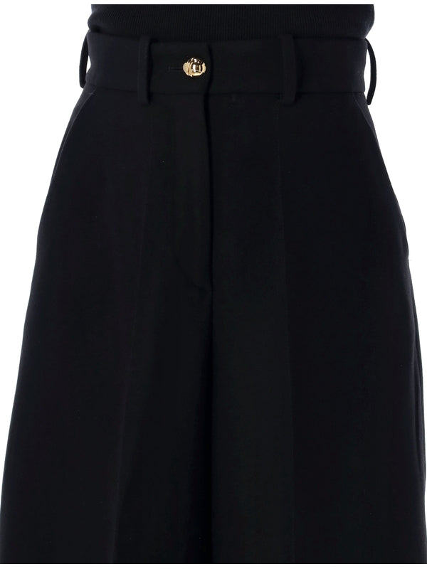 PATOU - Gold Button Wide Crop Pants - Jente