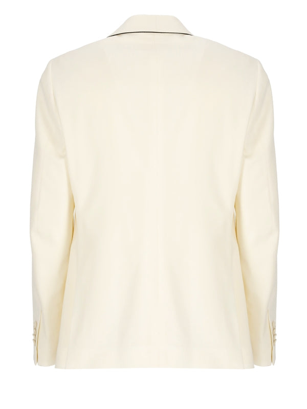 Piping Detail Virgin Wool Single Jacket