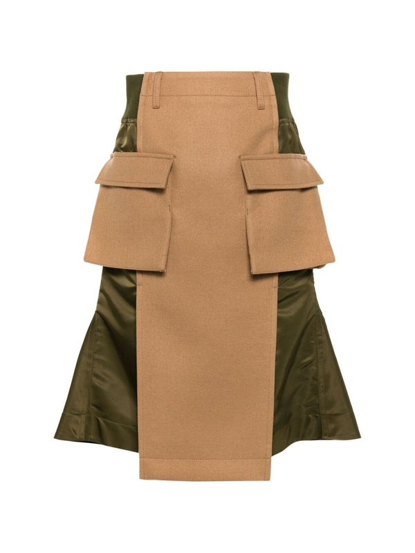 Wool Melton Nylon Twill Skirt