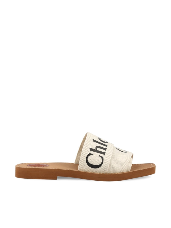 Woody Logo Linen Sandals