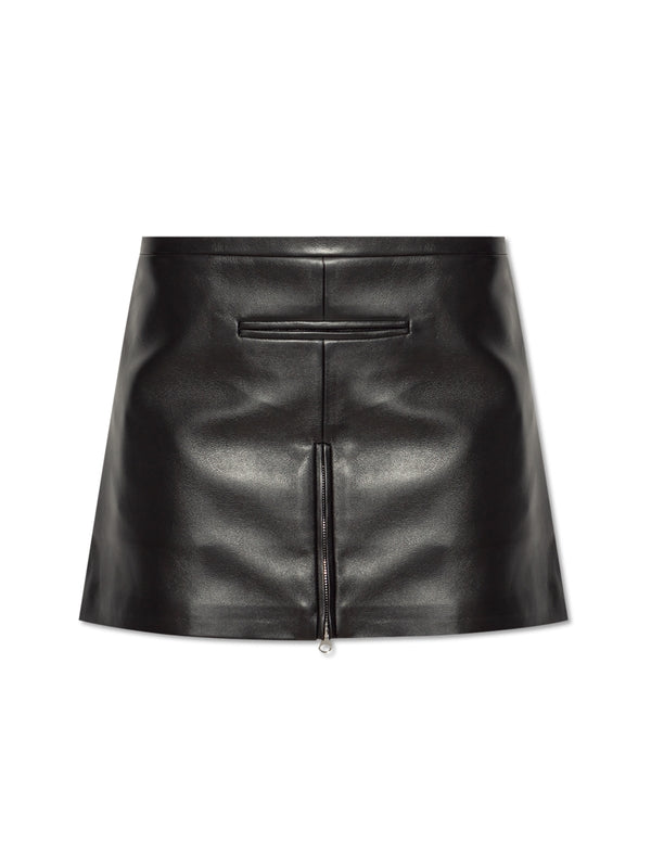 Zipper Detail Lambskin Skirt