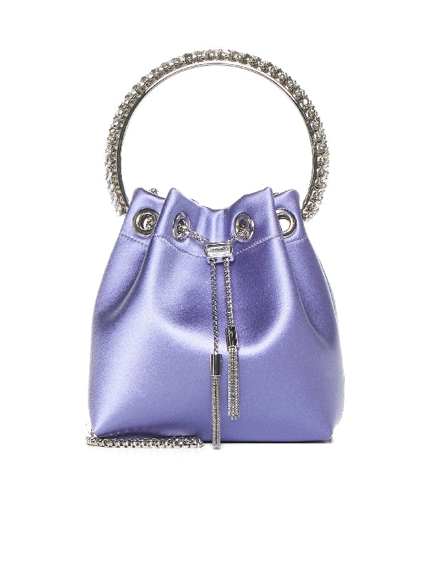 Bonbon Crystal Handle Satin
  Bucket Bag