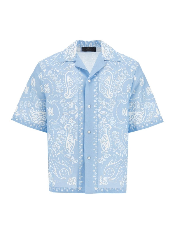 Paisley Pattern Cotton Linen Short Sleeve
  Shirt