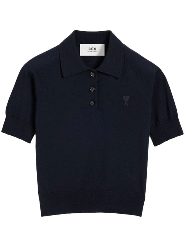 Heart Logo Wool Polo Shirt