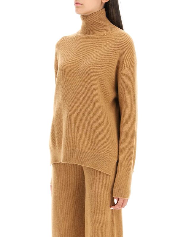 Arya High-neck Slit Wool Blend Knit