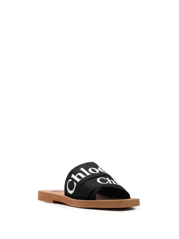 Woody Logo Linen Slide