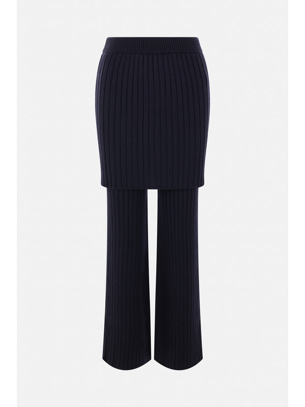 Rib Wool Skirt Pants