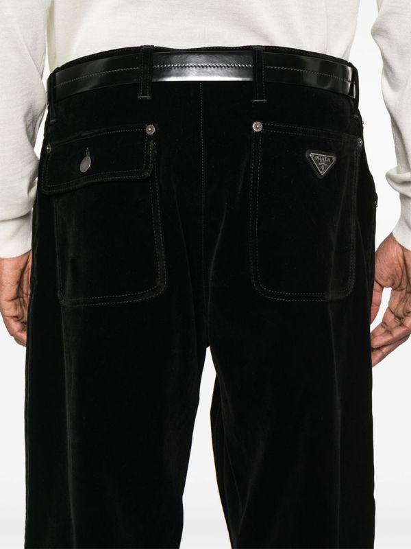Back Triangle Logo Velvet Pants