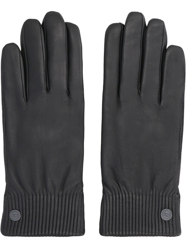 Rib Detail Leather Gloves