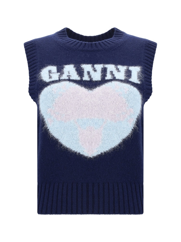 GANNI - Logo Wool Blend Knit Vest - Jente