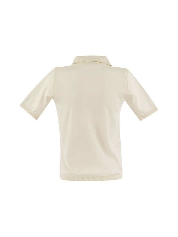 V-Neck Silk
  Cotton Polo Shirt