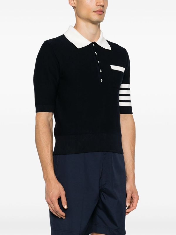 Back Hector Jacquard Diagonal
  Bar Cotton Polo Shirt