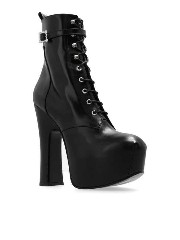 Lace-Up Platform Leather Ankle Boots