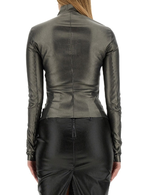 Gary Metallic Leather Biker Jacket