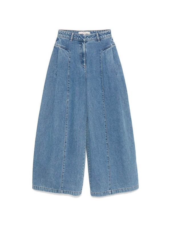 Wide Cotton Denim Pants