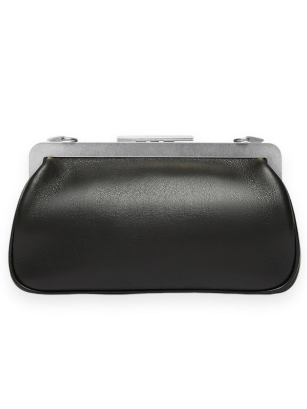 Metal Logo Calfskin Clutch Bag