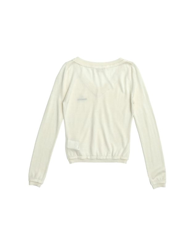 Logo Stitch Silk Knit Top