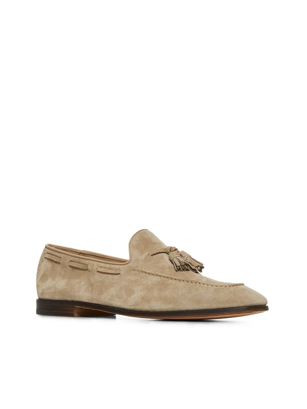 Beige Tassel Calfskin Loafers