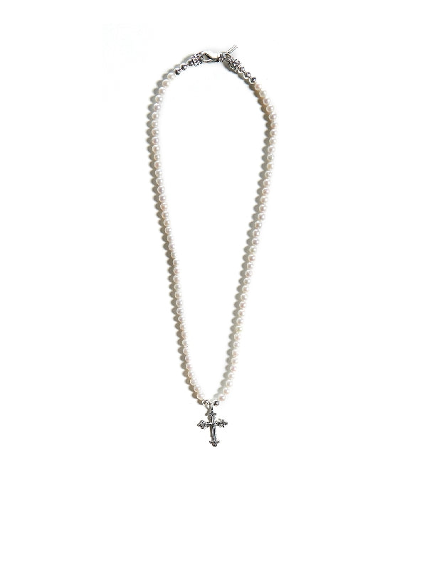 Cross Pendant Pearl Necklace