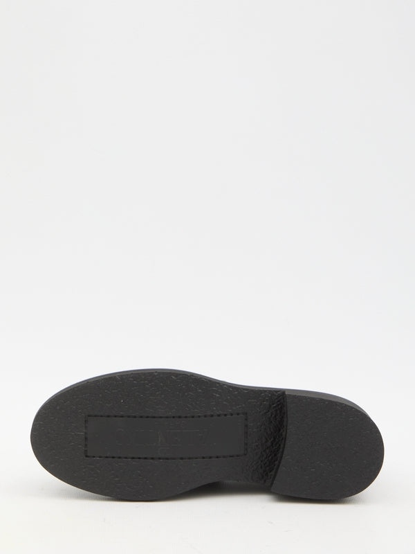 V Logo Leather Loafers