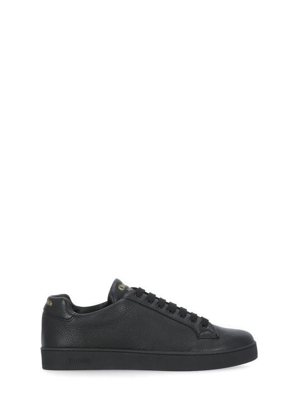 Black Leather Lowtop Sneakers