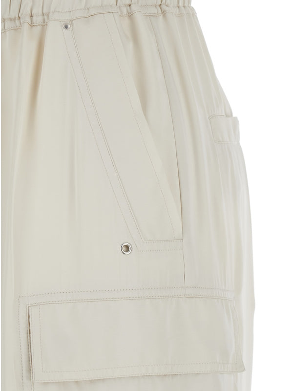 'Cargobelas' White Pants with Patched Cargo Pockets in Acetate and Viscose Blend Woman Casual Pants