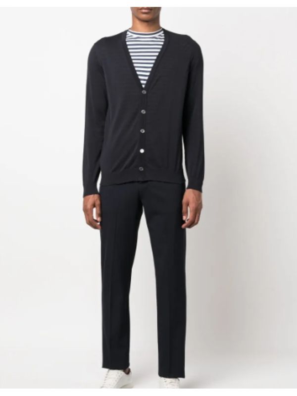 V Neck Cotton Knit Cardigan