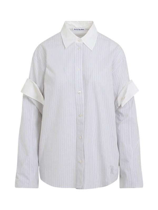 Pinstripe Cuff Detail Cotton Shirt