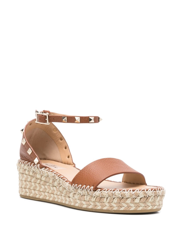 Rockstud Leather Espadrille Sandals