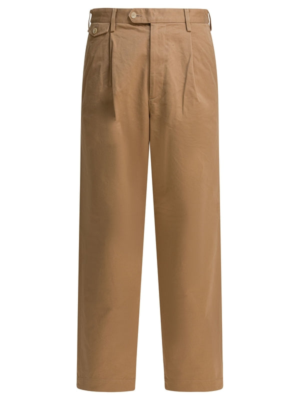 Auralee Washed Finx One Tuck Brown Chino Pants