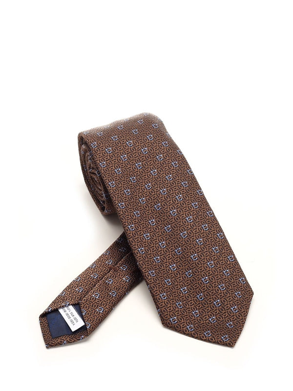 Gancini Pattern Silk Tie