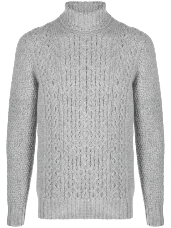 Cable High Neck Wool Knit