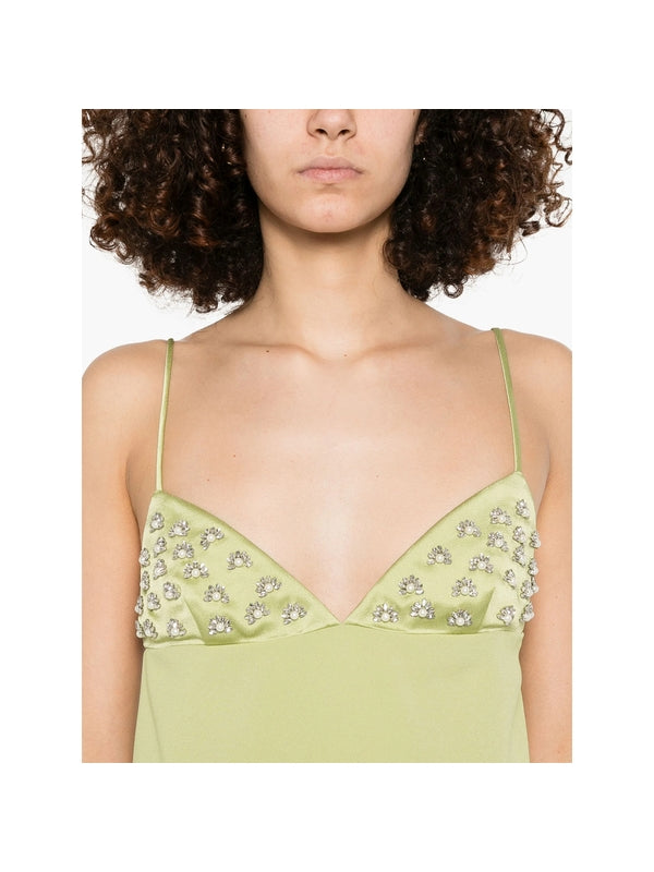 Fox Fur Detail Slip Mini Dress