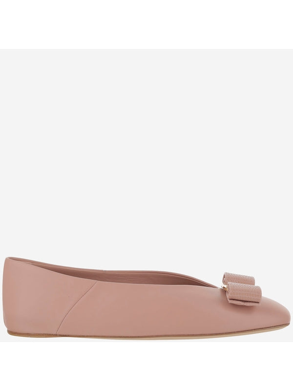 Vanna Bow Ballerina Leather Flat Shoes